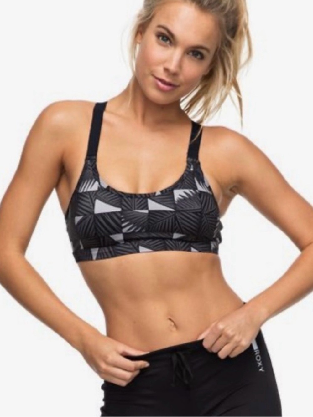 Roxy Lhassa Black Sand To Sea Wet & Dry Racerback Sports Bra Size Large